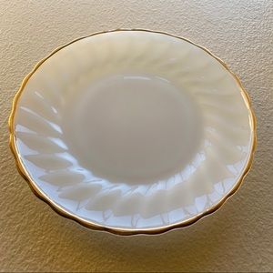 Fire King milk glass plate w/ gold trim